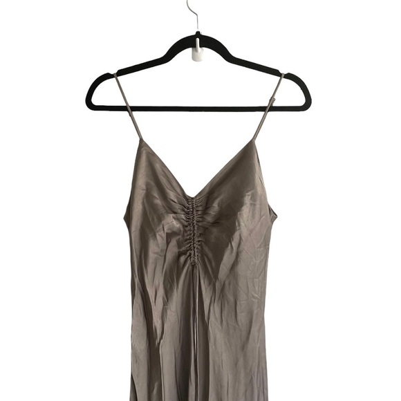 ZARA Sleeveless Ruched Maxi Dress Green Grey S - Picture 10 of 16